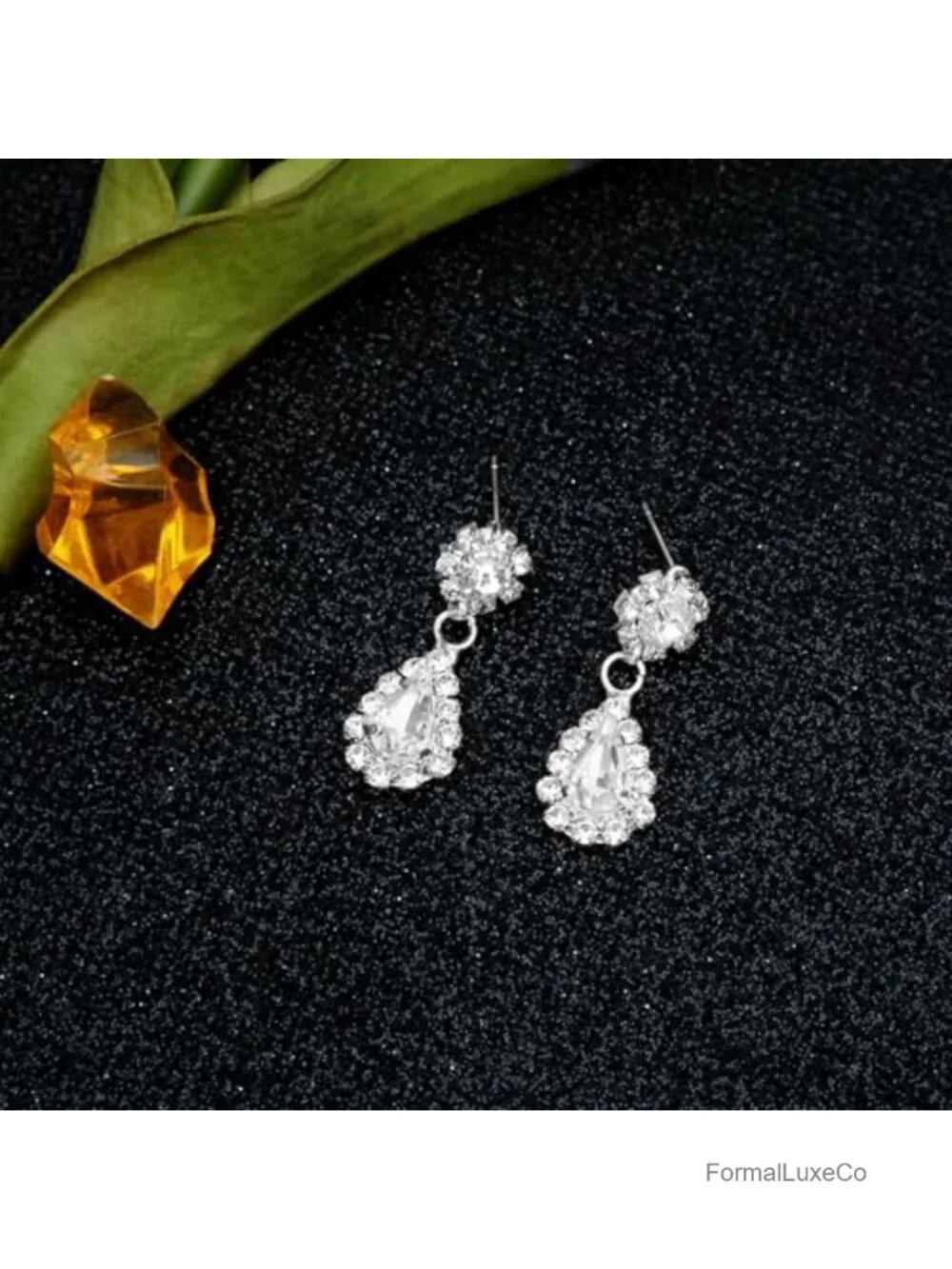 Elegant Crystal Necklace Earrings Bracelet Set Silver Bridal Wedding Jewelry